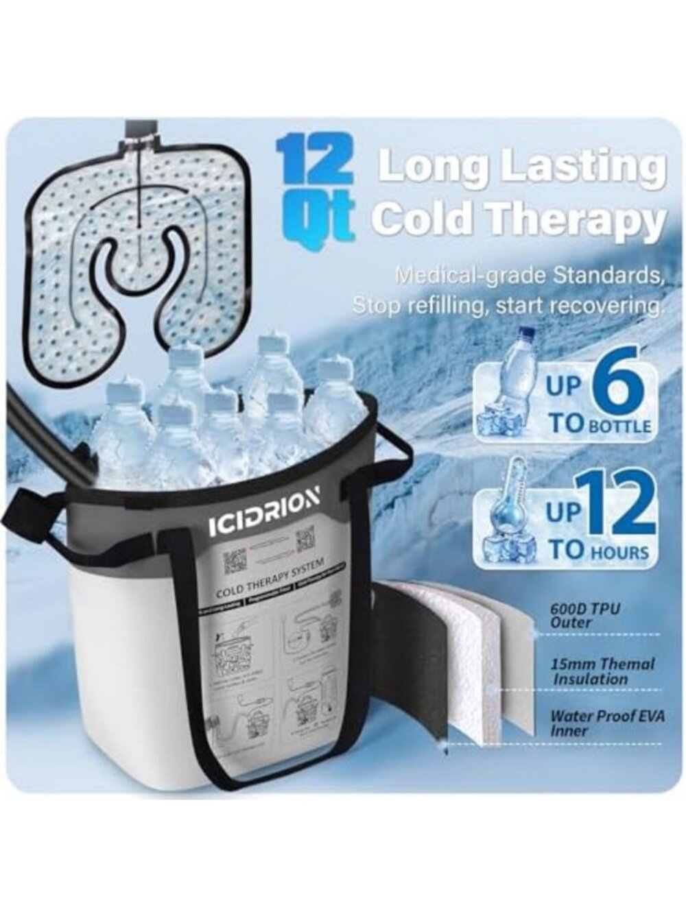 Knee Pad Ice Machine for Post-Surgery Recovery with Programmable Timer - Picture 2 of 6